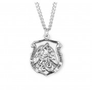 Sterling Silver St. Michael Archangel Law Enforcement Shield on 24" Chain - Boxed - Necklace