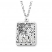 Sterling Silver Square St. Michael Police - 24" Chain - Boxed - Necklace Sterling Silver Square St. Michael Police - 24" Chain - Boxed - Necklace