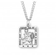 Sterling Silver Large Square St Christopher 24" Chain - Boxed - Necklace