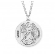 Saint Michael Round Sterling Silver Medal - Necklace