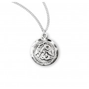 Sterling Silver Small 0.8" Holy Michael Archangel Medal-18" Chain - Boxed - Necklace Sterling Silver Small 0.8" Holy Michael Archangel Medal-18" Chain - Boxed - Necklace