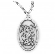 St. Michael the Archangel sterling silver oval shield w/20" Chain - Boxed - Necklace