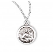 Sterling Silver Davinci Little Guardian Angel Round Medal w/*18" Chain - Boxed - Necklace