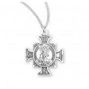 Sterling Silver St. Michael Maltese Cross - 18" Chain - Boxed - Necklace