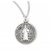 Saint Benedict Round Sterling Silver Medal - Necklace