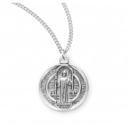 Sterling Silver Small Round St. Benedict 18" Chain - Boxed - Necklace Sterling Silver Small Round St. Benedict 18" Chain - Boxed - Necklace