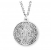 Sterling Silver Lrg Round St Benedict 24" Chain - Boxed - Necklace