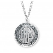 Sterling Silver St. Benedict Medal - 27" Chain - Boxed - Necklace Sterling Silver St. Benedict Medal - 27" Chain - Boxed - Necklace
