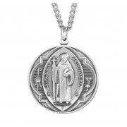 Saint Benedict Round Jubilee Sterling Silver Medal - Necklace