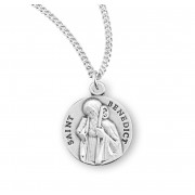 15/16" Sterling Silver Round St. Benedict Medal-20"Chain - Boxed - Necklace 15/16" Sterling Silver Round St. Benedict Medal-20"Chain - Boxed - Necklace