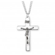 Sterling Silver High Polished Rosary Crucifix - 24" Chain - Boxed - Necklace