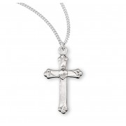 Sacred Heart Sterling Silver Cross - Necklace