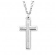Sterling Silver Engraved Cross in a Cross Design on a 24" Chain - Boxed - Necklace