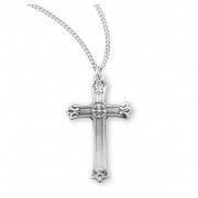 Sterling silver cross with flared tips and halo center on an 18" Chain - Boxed - Necklace