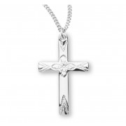 Sterling Silver High Polished Flower Center Cross 18" Chain - Boxed - Necklace