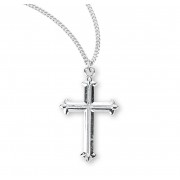 Sterling Silver Cross in High Polish with Fluer de Lis Tips on 18" Chain - Boxed - Necklace