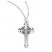 Sterling Silver Cross 1-1/8" with Flared Tips and a Scrolled Center Design on an 18" Chain - Boxed - Necklace