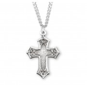 1-1/2" Sterling Silver Gothic Style Cross in Antique Finish, Hand Engraved on a 24" Rhodium Plated Chain - Boxed - Necklace 1-1/2" Sterling Silver Gothic Style Cross in Antique Finish, Hand Engraved on a 24" Rhodium Plated Chain - Boxed - Necklace