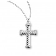 Sterling silver twist design 1-3/16" cross w/18" Chain - Boxed - Necklace
