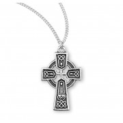 Sterling Silver Irish Celtic Cross 13" Chain - Boxed - Necklace