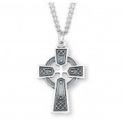 Sterling Silver Large Celtic Cross - 24" Chain - Boxed - Necklace