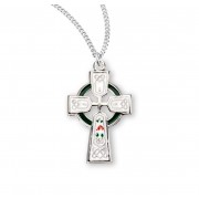 Sterling Silver White Enameled Irish Celtic cross - Necklace