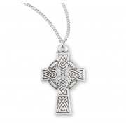 Sterling Silver 1" Celtic Cross with knot design Medal-18" Chain - Boxed - Necklace