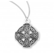 Sterling Silver Small Round Celtic Cross 20" Chain - Boxed - Necklace Sterling Silver Small Round Celtic Cross 20" Chain - Boxed - Necklace