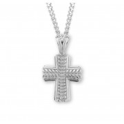 1-5/8" Sterling Silver Wide Wheat Cross High Polished on a 24" Chain - Boxed - Necklace 1-5/8" Sterling Silver Wide Wheat Cross High Polished on a 24" Chain - Boxed - Necklace
