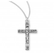 Sterling Silver Flowered Tip Crucifix - 18" Chain - Boxed - Necklace