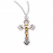 Flare Tipped Sterling Silver Two Toned Crucifix - Necklace