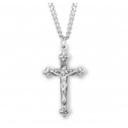 Sterling Silver Medal Vine Design Cross - 20" Chain - Boxed - Necklace