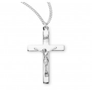 Sterling Silver Medal Plain High Polished Crucfix - 20" Chain - Boxed - Necklace Sterling Silver Medal Plain High Polished Crucfix - 20" Chain - Boxed - Necklace