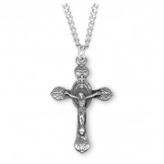 Sterling Silver Crucifix in Monstrance Style on 24" Chain - Boxed - Necklace