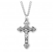 Sterling Silver Crucifix with Flared Tips and Burst Halo on 18" Chain - Boxed - Necklace