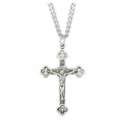 Sterling Silver Latin Style Crucifix with Symbols in Tips on 24" Chain - Boxed - Necklace