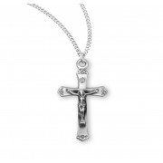 Sterling Silver Crucifix w/Flowered Flare Tips-18" Chain - Boxed - Necklace