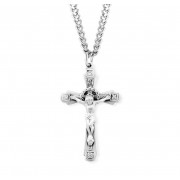 Sterling silver 1-1/2" crucifix with a crown of thorns halo and extended tips w/24" Chain - Boxed - Necklace