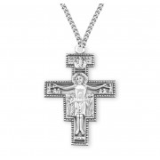Sterling Silver Large San Damiano Cross 27" Chain - Boxed - Necklace