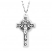 Sterling Silver St. Benedict Crucifix - 24" Chain - Boxed - Necklace Sterling Silver St. Benedict Crucifix - 24" Chain - Boxed - Necklace