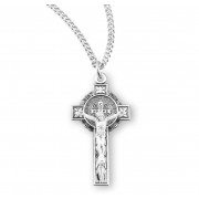 Sterling Silver St. Benedict Crucifix - 18" Chain - Boxed - Necklace Sterling Silver St. Benedict Crucifix - 18" Chain - Boxed - Necklace
