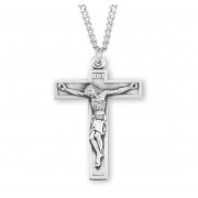 Sterling Silver 1 Piece Short Top Crucifix - 24" Chain - Boxed - Necklace