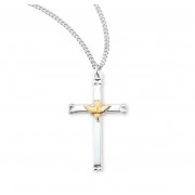 Sterling Silver Medal Holy Spirit Cross Tu-Tone 18" Chain - Boxed - Necklace