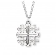 Sterling Silver Lrg Jerusalem Cross 24" Chain - Boxed - Necklace