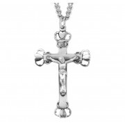 Sterling Silver Crucifix W/ Pierced Heart Tips-24" Chain - Boxed - Necklace