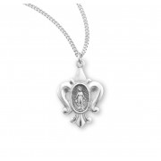 Sterling Silver Fluer De Lis Miraculous Medal - 18" Chain - Boxed - Necklace