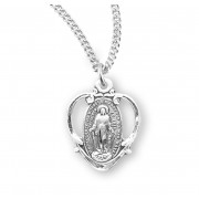Sterling Silver Pierced Heart-Shaped Miraculous 18" Chain - Boxed - Necklace
