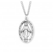Sterling Silver Large Oval Miraculous *24" Chain - Boxed - Necklace