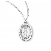 Sterling Silver Oval Miraculous Medal - Necklace