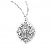 Sterling Silver Miraculous w/Roses *18" Chain - Boxed - Necklace